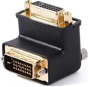 DTech DVI-I Female to DVI-D Male Right Angle Adapter DVI Connector 90 Degree Installed in Small Space