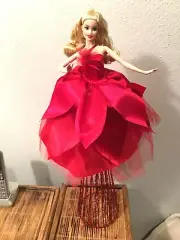 Poinsietta Princess Barbie Christmas tree topper OOAK 18 inches tall