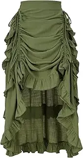 [yiranyijiu] Women's Medieval Renaissance Gothic Skirt High Low Victorian Ruffled Skirt