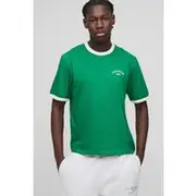Mens Green Boxy Fit Homme Ringer T-Shirt