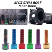 6pcs Bicycle Road Bike Stem Screw M5x18mm Handlebar Hex Socket Cap Bolt Set