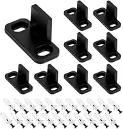 12 Pieces Sliding Barn Door Floor Guides Closet Hardware Plastic, Black Plastic Track Guide for Sliding Doors Including Pocket with Screws and Bypass, Adjustable L Shape Brackets for Sliding Doors