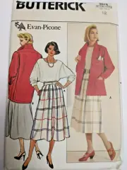 Blazer Jacket Skirt Top 12 Butterick 3076 Sewing Pattern UC VTG 80s Evan Picone