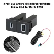 Switch Button USB-C PD + USB-A QC3.0 Port Socket Kits For Isuzu D-Max MU-X 20-24