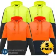 5 x Mens Hi Vis Pullover Hoodie Jumper Contrast Workwear Modern Winter New ZT484
