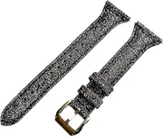 [NICKSTON] Black Sparkling Glitter Slim Band Compatible with 22mm and 23mm Lug Width Sport, Luxury, Casual and Smart Watches Elegant Leather Strap Bracelet (22mm Watch Lug Width, 3. Gold Color Buckle)