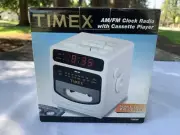 Timex T383W Am FM Radio Alarm Clock Cassette Player