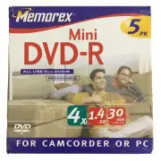 Memorex Mini DVD R 5 Pack Factory Sealed Box Mini DVD R Discs