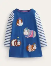 Mini Boden Guinea Pig Fun Applique Tunic Blue NWT New 9-10
