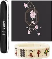 Mahjong Mat Anti Slip and Noise Reduction Play Mat for Mahjong Poker Card with Carrying Bag with Mahjong Mini Tiles Stretchy Bracelet(Coffee Color,120