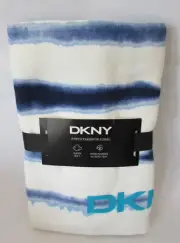 DKNY 2 FingerTip Towels 100% Cotton Super Soft Set Blue White WaterColor Tie Dye