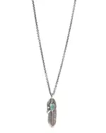 John Varvatos Collection Sterling Silver Artisan Metals Feather Turquoise Pendant Necklace, 24