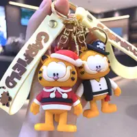 在飛比找ETMall東森購物網優惠-帽子加菲貓鑰匙扣可愛3D立體小貓公仔掛件情侶汽車包包掛飾小禮