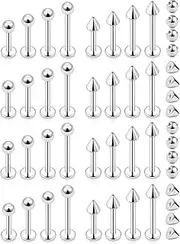 [Ftovosyo] Labret Jewelry 32PCS Monroe Lip Rings Snake Bite Piercing Jewelry Helix Earring Tragus Cartilage Studs Surgical Steel Piercing Jewelry for Women Men 16G 6mm 8mm 10mm 12mm