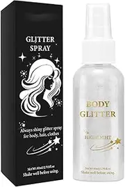 Body Glitter Spray, Quick-Drying Shiny Spray, Clothes Body Glitter Hairspray Long-Lasting Quick-Drying Shimmer Spray for Stage Festival and Makeup Prom 80ml