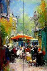 Cafe Tile Backsplash Andrea Haase Paris Art Ceramic Mural OB-HAA1707