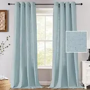 Smarcute Sheer Linen Curtains for Bedroom/Living Room Semi-Sheer Curtains 213cm Drop Eyelet Window Curtain & Drapes Light Filtering Provide Privacy(Sold Pair, Each Piece W132cm x D213cm，Cloud Blue)