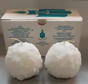 NIB PartyLite Set of 2 - 3" Snowball Ball Candles Q3510 From 2001. HTF