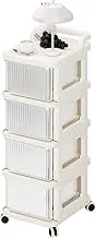 qorkhogr Plastic Drawer Storage Cart,Clear Stacking Rolling Cart with 4 Drawer Plastic Storage Bins with Wheels for Office Supplies Organizer for Kitchen Living Room Bedroom Bathroom School White