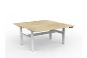 OL Agile Motion+ Electric Height Adjustable Shared Desk Oak Top White Frame