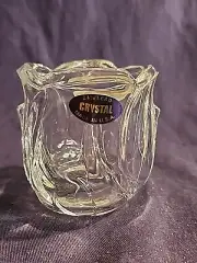 24% Lead Crystal Votive Tea Light Candle Holder Flower Tulip Made In USA