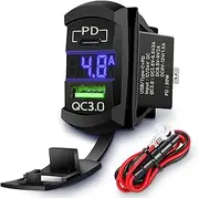 Rocker Chargers (Blue, Type C USB Current-Voltmeter)