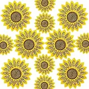 12 Pcs Sunflower Embroidered Iron on Patches, 2 Sizes Sunflower Sew Repair Embroidery Applique Patch for Jeans Clothing Hats Bags Arts Crafts