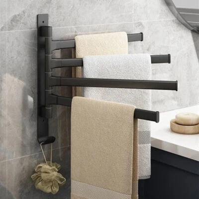 Towel Rack Rotatable Towel Holder Space Towel Shelf Paper Hanging Wall Mounted