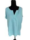 Nine West Top Women's Medium Cap Sleeve V-Neck Fashion Top Teal Blue 59.50