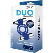 Zolo Duo Vibrating Stretchy Blue Cockring With 2 Removable Bullets