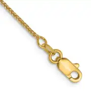 Real 14K Yellow Gold .8mm Diamond Cut Quadra Wheat Chain Anklet; 9 inch