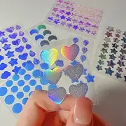170 Pcs Acne Pimple Patch, 6 Shapes Holographic Laser Color Dots Star Pimple Patches, Hydrocolloid Acne Pimple Patches for Face Cute Zit Patches Pimple Stickers Acne Dots