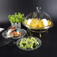 在飛比找ETMall東森購物網優惠-品嘗試吃盤帶蓋透明塑料防塵罩點心蛋糕盤創意圓形水果盤試吃盒子