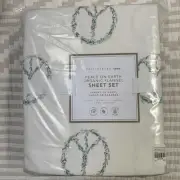 Pottery Barn Teen PEACE ON EARTH TWIN XL Flannel Sheet Set Christmas NEW