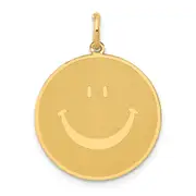 14k Yellow Gold Solid Polished Smiley Face Pendant