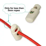40pcs Plastic Spring Cord Locks Single Hole End Stoppers Fastener Slider, Beige