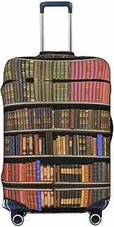 [CADREWY] library bookshelf Print Travel Suitcase Cover Luggage Protector with Elastic Anti Scratch for Carry On, Black, X-Large