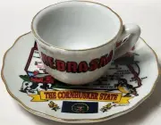 Nebraska "The Cornhusker State" Collectible Mini Cup & Saucer Set (3.5" Plate)