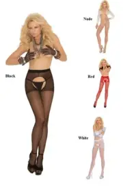 Plus Size Black White Nude Red Lingerie Sheer Pantyhose Q/S 1X - 3X