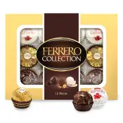 Ferrero Rocher 12 Count Assorted Hazelnut Milk, Dark & Coconut Chocolates Gift B