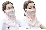 VINTORKY 2 Pack Uv Blocking Face Cover Neck Gaiter Women's Sun Protection Scarf Breathable Balaclava