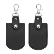 Leather Key Fob, 2 Pcs Leather Key Fobs with Key Rings for Car Keys, Black