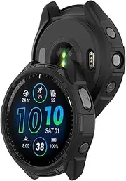 LOKEKE Compatible with Garmin Forerunner 965 Protective Case Cover, TPU Protective Case Cover Shell Compatible with Garmin Forerunner 965(TPU Black)