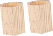 KAILIKETIY 2Pcs Unfinished Solid Organizer Pot for Home Office DIY Graffiti Hexagon Tube Shape Storage Case for Pens Brushes and Items