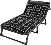 Folding Camping Bed w/Mattress and Pillow 2-in-1 Heavy Duty Portable Adult Bed for Sleeping 4 Position Reclining Chaise Lounge Chair for Outside Poolside Beach Lawn