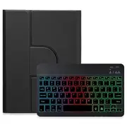 360 Degree Rotatable Bluetooth Keyboard Leather Case With Three Colour Backlight Black For Ipad 10.2 2021 / Air 2019 Keyboards