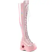 Demonia Dynamite-300 Gothic Punk Festival Over The Knee Pink Platform Boots
