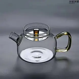 加厚玻璃彩把小茶壺帶過濾耐熱 泡茶壺玻璃茶具側把煮茶壺