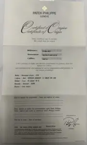Patek Philippe Authentic Watch Certificate Of Origin Warranty 5140 J Perpetual