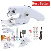 Portable Dual Line Mini Sewing Machine with Thread Spools for Craft Lovers